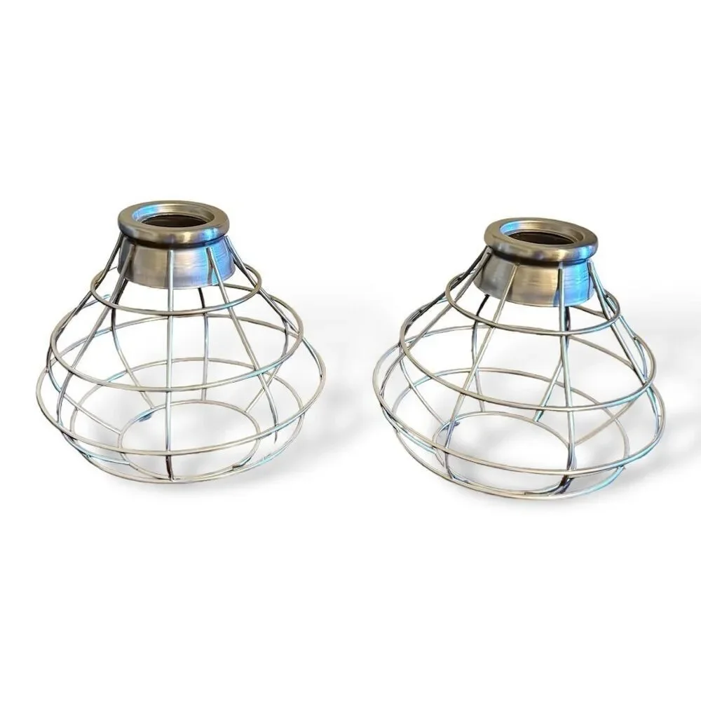 Style Selections Ravensport Silver Cage Pendant Light‎ Shade Industrial Set of 2